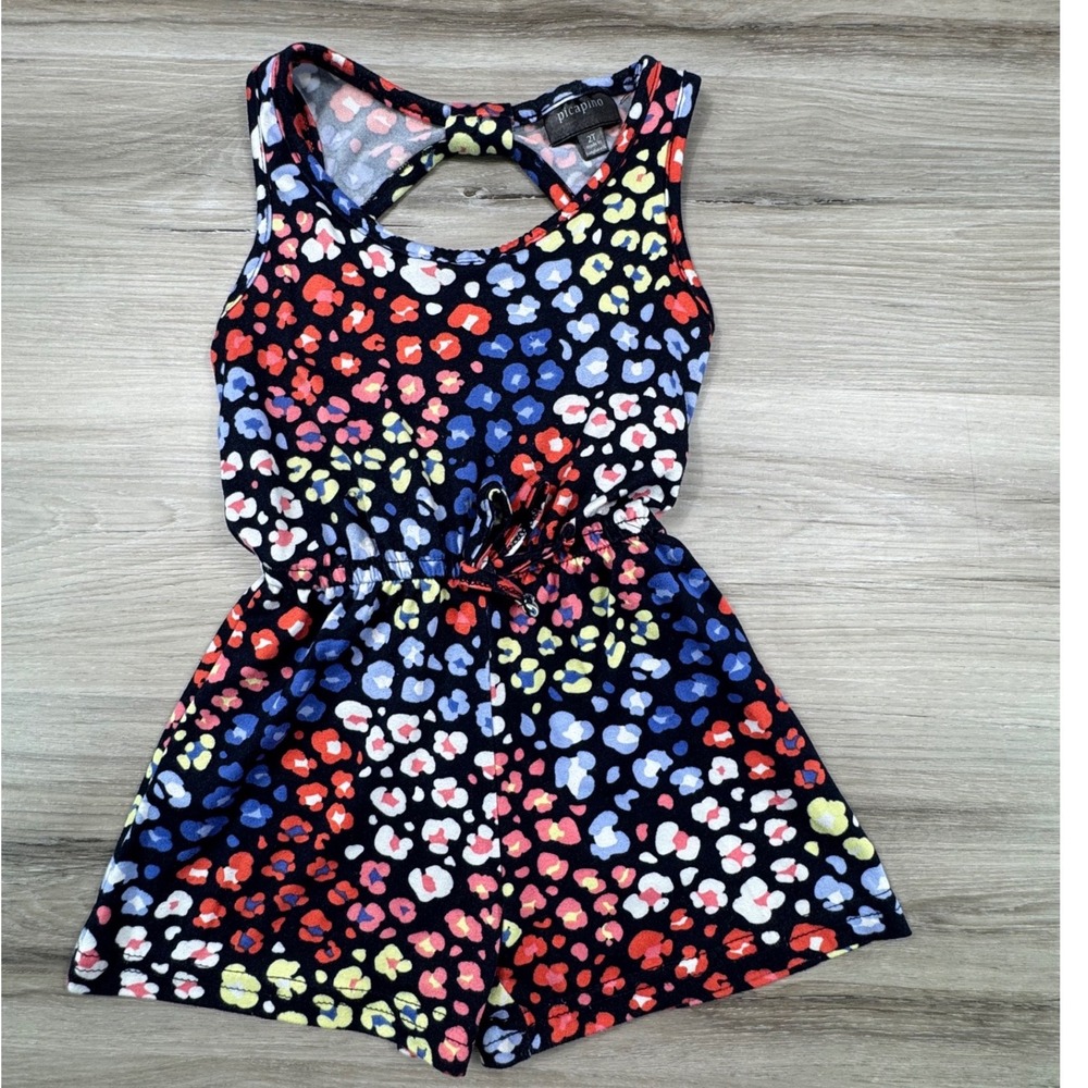 Picapino Toddler Girls Multi-Color Leopard Print Sleeveless Romper Size 2T